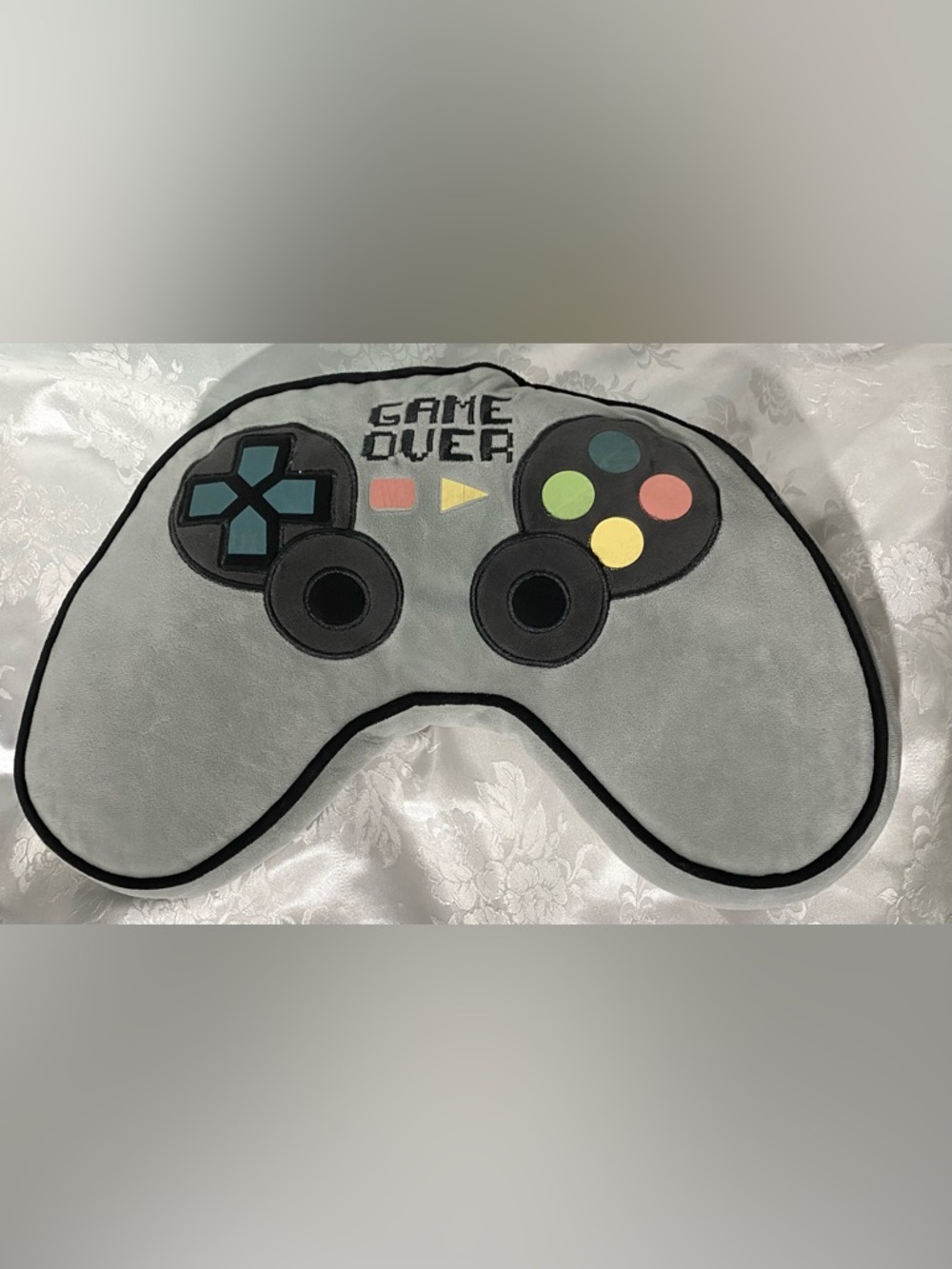 Game Controller Plush Pillow Gamer Room Decor Video Game Cushion Gray Soft